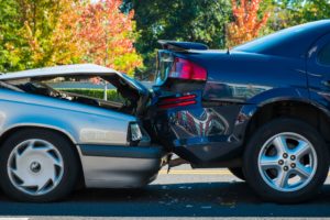 Rear-end collision between two cars on a Maryland roadway